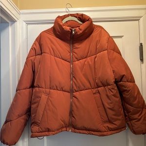 H&M Padded Puffer Jacket in a Lovely Burnt Orange Color